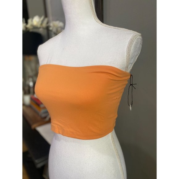 Susana Monaco Tango Orange Strapless Crop Tube Top Women's Size Small S - Picture 8 of 11